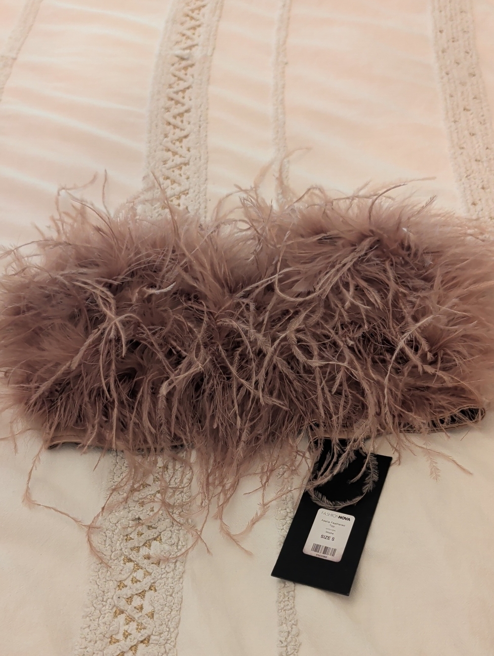 Fashion Nova Mauve Feathered Crop Top